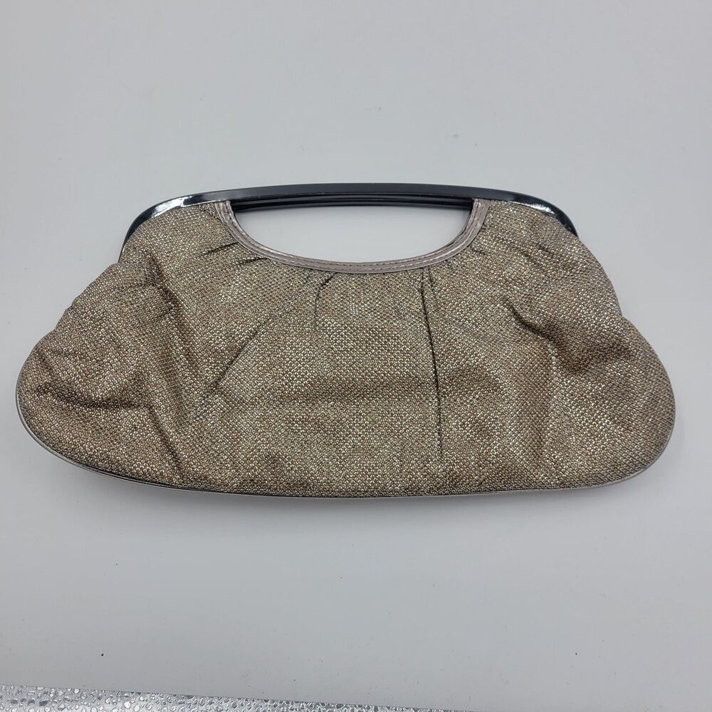 Express Women Gold Clutch One Size Silver Handle Y2K